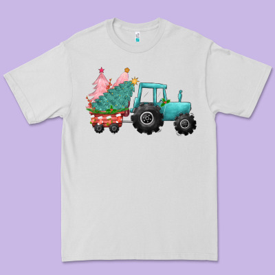 Christmas Tree Tractor Premium Tee Designed By Cowgirlartshop