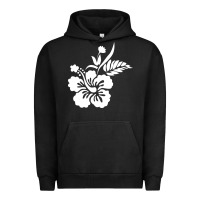 Pigment Black hawaiian flower Urban Hoodie - artisFamous