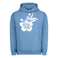 Pigment Pebble Blue hawaiian flower Urban Hoodie - artisFamous