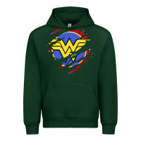 Forest Green tear off wonder woman shield Urban Hoodie - artisFamous