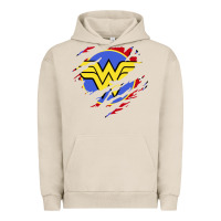 Pigment French Oak tear off wonder woman shield Urban Hoodie - artisFamous