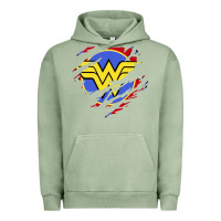 Pigment Oil Green tear off wonder woman shield Urban Hoodie - artisFamous