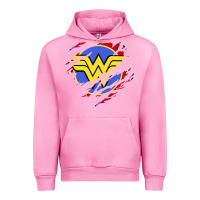 Fuchsia Pink tear off wonder woman shield Urban Hoodie - artisFamous