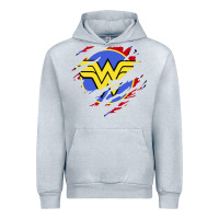 Heather Grey tear off wonder woman shield Urban Hoodie - artisFamous