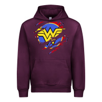 Mauve Wine tear off wonder woman shield Urban Hoodie - artisFamous