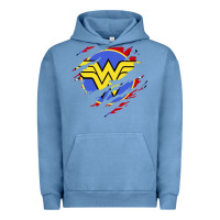 Pigment Pebble Blue tear off wonder woman shield Urban Hoodie - artisFamous