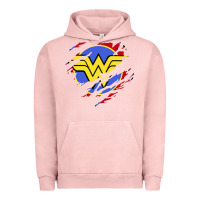 Pigment Salmon tear off wonder woman shield Urban Hoodie - artisFamous