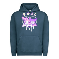 Pigment Midnight Navy melody and kuromi heart Urban Hoodie - artisFamous
