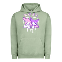 Pigment Oil Green melody and kuromi heart Urban Hoodie - artisFamous