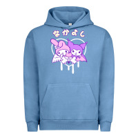 Pigment Pebble Blue melody and kuromi heart Urban Hoodie - artisFamous