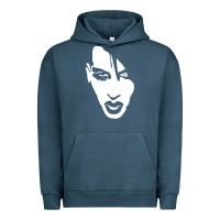Pigment Midnight Navy marilyn manson face Urban Hoodie - artisFamous