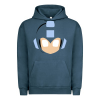 Pigment Midnight Navy mega man retro video game face Urban Hoodie - artisFamous