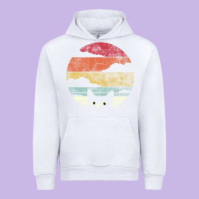 Cat Retro Vintage Style Urban Hoodie Designed By Artisfamous