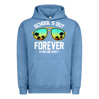 Pigment Pebble Blue school out forever retired teacher retro summer Urban Hoodie - artisFamous
