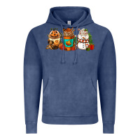 Vintage Denim Halloween thanksgiving christmas coffee cups Vintage Hoodie - FaDigitalArtStudio