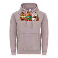 Vintage Zinc Halloween thanksgiving christmas coffee cups Vintage Hoodie - FaDigitalArtStudio