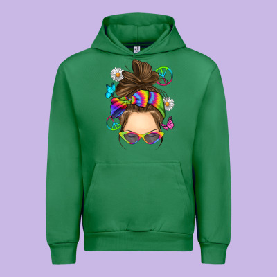 Messy Bun Tie Dye Urban Hoodie Designed By Ranaportraitstore