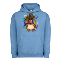 Pigment Pebble Blue messy bun tie dye Urban Hoodie - RanaPortraitStore