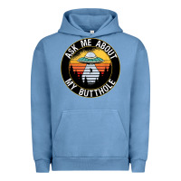 Pigment Pebble Blue ask me about my butthole ufo Urban Hoodie - artisFamous