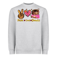 Heather Grey peace love donuts Heavyweight Sweatshirt - AdoDesignShop