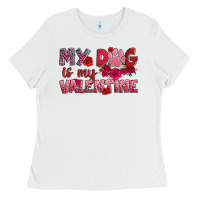 White my dog is my valentine Ladies Tee - OliviaCreatesArt