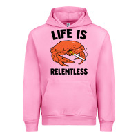 Fuchsia Pink crab life is relentless Urban Hoodie - artisFamous