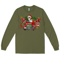 Army Green merry christmas truck gnomies Long Sleeve Tee - FaDigitalArtStudio