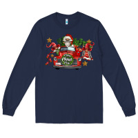 Navy merry christmas truck gnomies Long Sleeve Tee - FaDigitalArtStudio