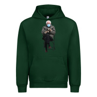 Forest Green bernie sitting in the cold with mittens meme Urban Hoodie - artisFamous