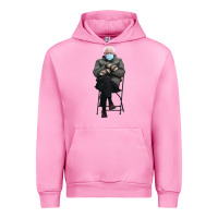 Fuchsia Pink bernie sitting in the cold with mittens meme Urban Hoodie - artisFamous