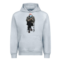 Heather Grey bernie sitting in the cold with mittens meme Urban Hoodie - artisFamous
