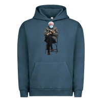 Pigment Midnight Navy bernie sitting in the cold with mittens meme Urban Hoodie - artisFamous