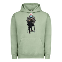 Pigment Oil Green bernie sitting in the cold with mittens meme Urban Hoodie - artisFamous