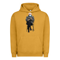 Pigment Peanut Butter bernie sitting in the cold with mittens meme Urban Hoodie - artisFamous