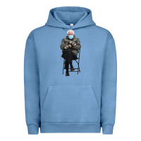 Pigment Pebble Blue bernie sitting in the cold with mittens meme Urban Hoodie - artisFamous