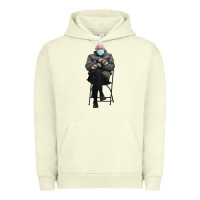 Pigment Pistachio bernie sitting in the cold with mittens meme Urban Hoodie - artisFamous