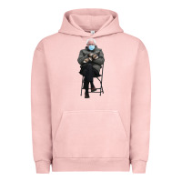 Pigment Salmon bernie sitting in the cold with mittens meme Urban Hoodie - artisFamous