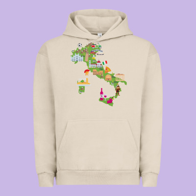 Italy Map Urban Hoodie Designed By Artisfamous
