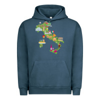 Pigment Midnight Navy Italy map Urban Hoodie - artisFamous