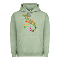 Pigment Oil Green Italy map Urban Hoodie - artisFamous
