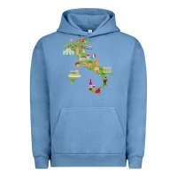 Pigment Pebble Blue Italy map Urban Hoodie - artisFamous