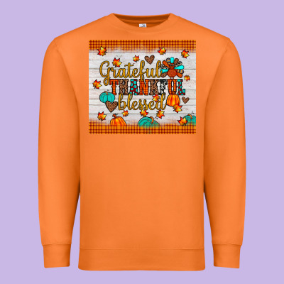 Grateful Thankful Blessed Premium Sweatshirt Designed By Jahusdesignshop