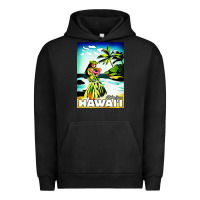 Pigment Black hawaii hula girl Urban Hoodie - artisFamous
