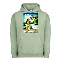 Pigment Oil Green hawaii hula girl Urban Hoodie - artisFamous