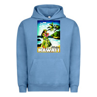 Pigment Pebble Blue hawaii hula girl Urban Hoodie - artisFamous