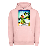 Pigment Salmon hawaii hula girl Urban Hoodie - artisFamous