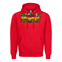 Red santa's helper with gifts Zipper Hoodie - AdoDesignShop