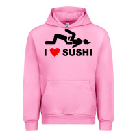 Fuchsia Pink i love sushi funny Urban Hoodie - artisFamous