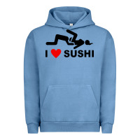 Pigment Pebble Blue i love sushi funny Urban Hoodie - artisFamous