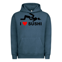 Pigment Midnight Navy i love sushi funny Urban Hoodie - artisFamous